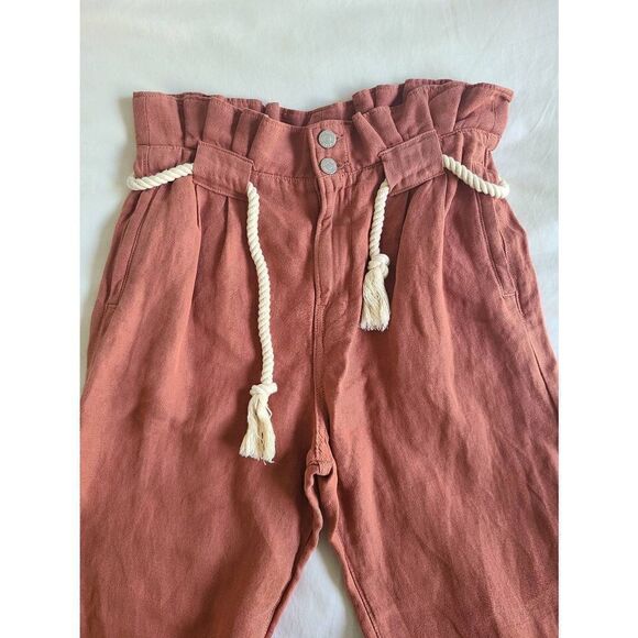 Veronica Beard Karter Pleated Crop Pants Women's Sz 4 Brown Drawstring Closure - Picture 4 of 7